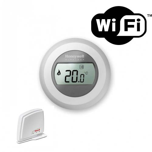 Termostato a dos hilos Marca Honeywell Modelo KITROUNDRF con pasarela WIFI